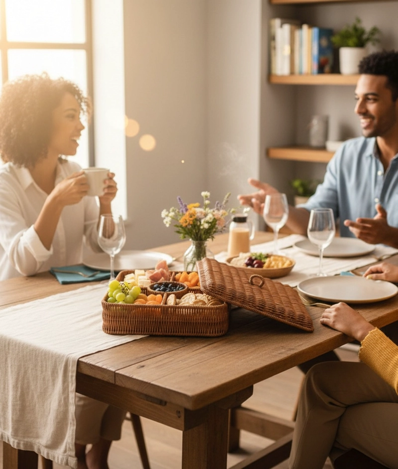 CANASTO DECORATIVO TAPA CESTO ORGANIZADOR COMPARTIMENTOS JHN - 4