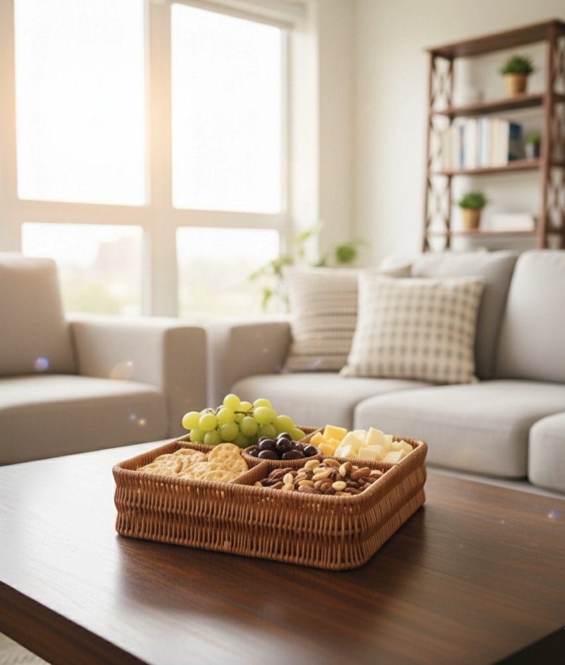 CANASTO DECORATIVO TAPA CESTO ORGANIZADOR COMPARTIMENTOS JHN - 10