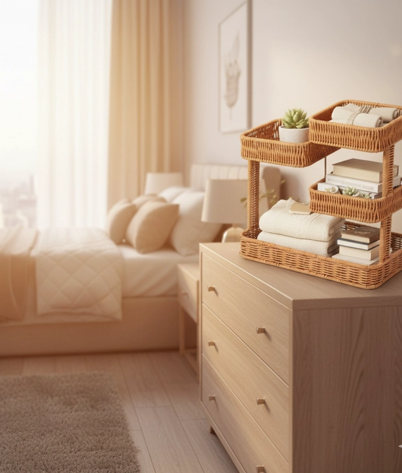 CANASTO DECORATIVO ORGANIZADOR MULTINIVEL ARTESANAL JHN - 2