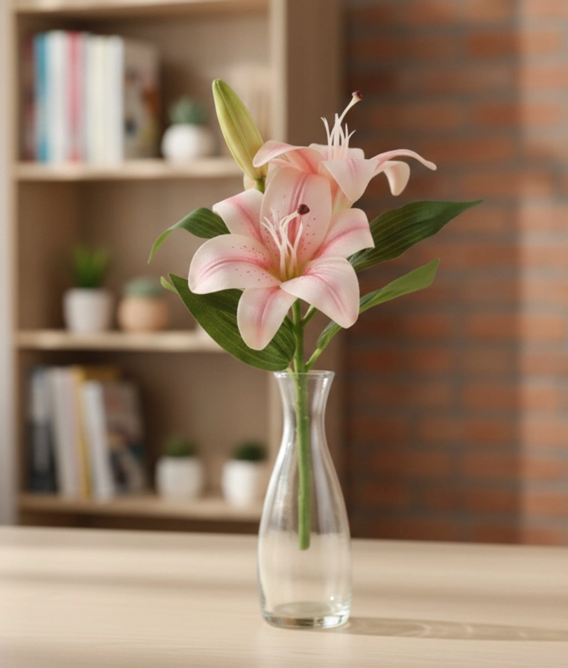SET 3 FLORES ARTIFICIALES LIRIOS TALLO DECORATIVO ADORNO JHN - 7