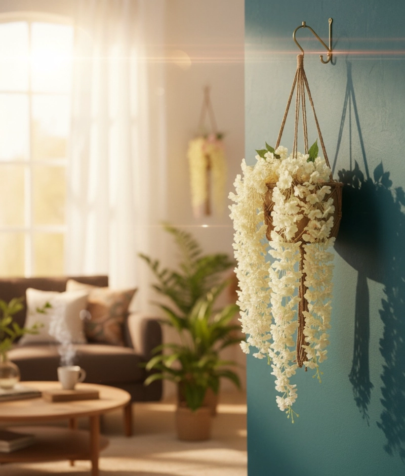 SET 2 FLORES ARTIFICIALES ENREDADERA COLGANTE PLUMA JHN - 2