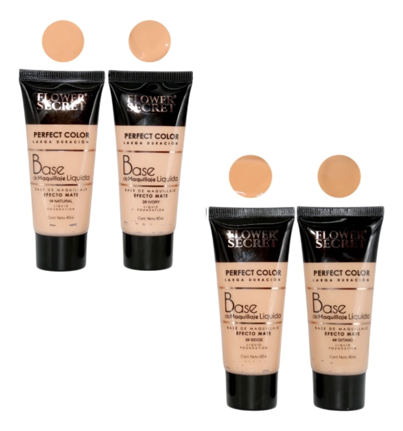SET 3 BASES DE MAQUILLAJE 40 ML LIGERA ACABADO NATURAL LAU - 3