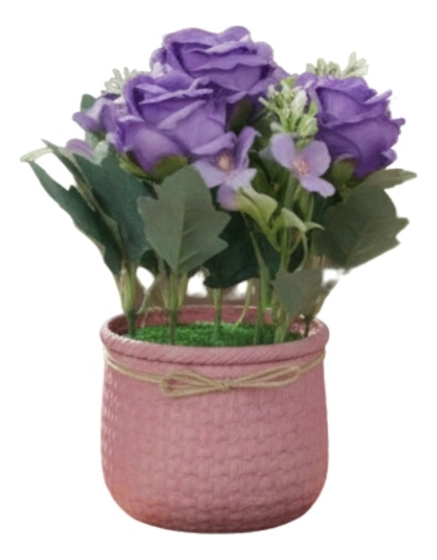 SET 2 PLANTA DECORATIVA ARTIFICIAL ROSAS ELEGANCIA HOGAR JHN - 3