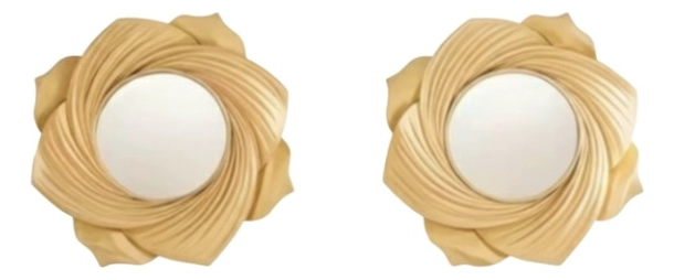 SET 2 ESPEJO DECORATIVO PARED PE TALO FLOR REMOLINO JHN - 1