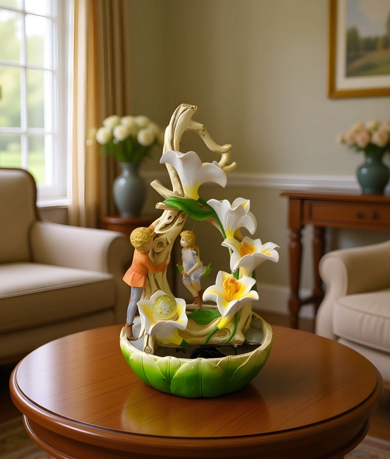 FUENTE AGUA DECORATIVA SOBREMESA FLORES TULIPANES JHN - 10