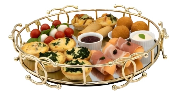 BANDEJA DECORATIVA ADORNO ESTILO VINTAGE BASE ESPEJADA JHN - 3