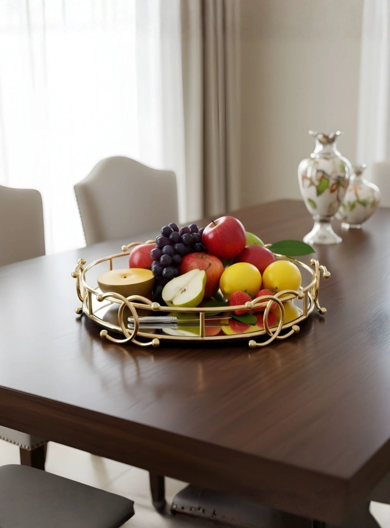BANDEJA DECORATIVA ADORNO ESTILO VINTAGE BASE ESPEJADA JHN - 7