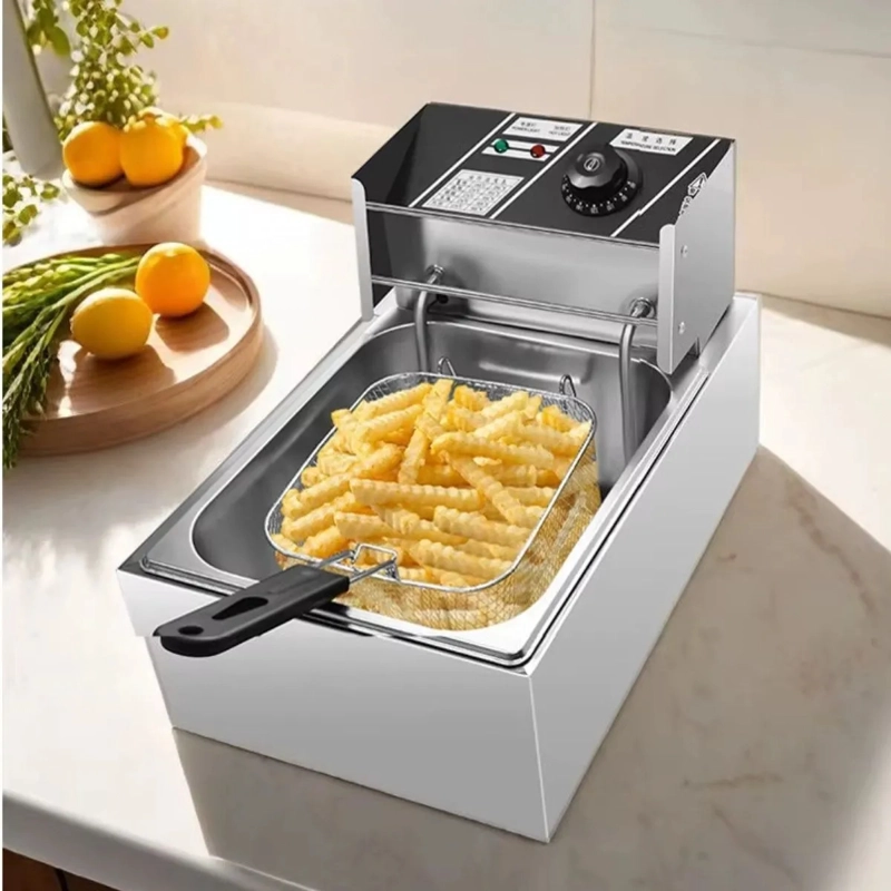FREIDORA DE ACEITE ACERO INOX 6.5L COCINA RESTAURANTE LAU - 1