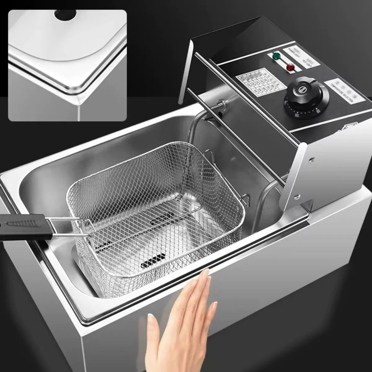 FREIDORA DE ACEITE ACERO INOX 6.5L COCINA RESTAURANTE LAU - 5