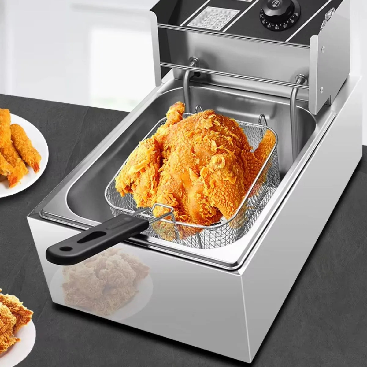 FREIDORA DE ACEITE ACERO INOX 6.5L COCINA RESTAURANTE LAU - 6