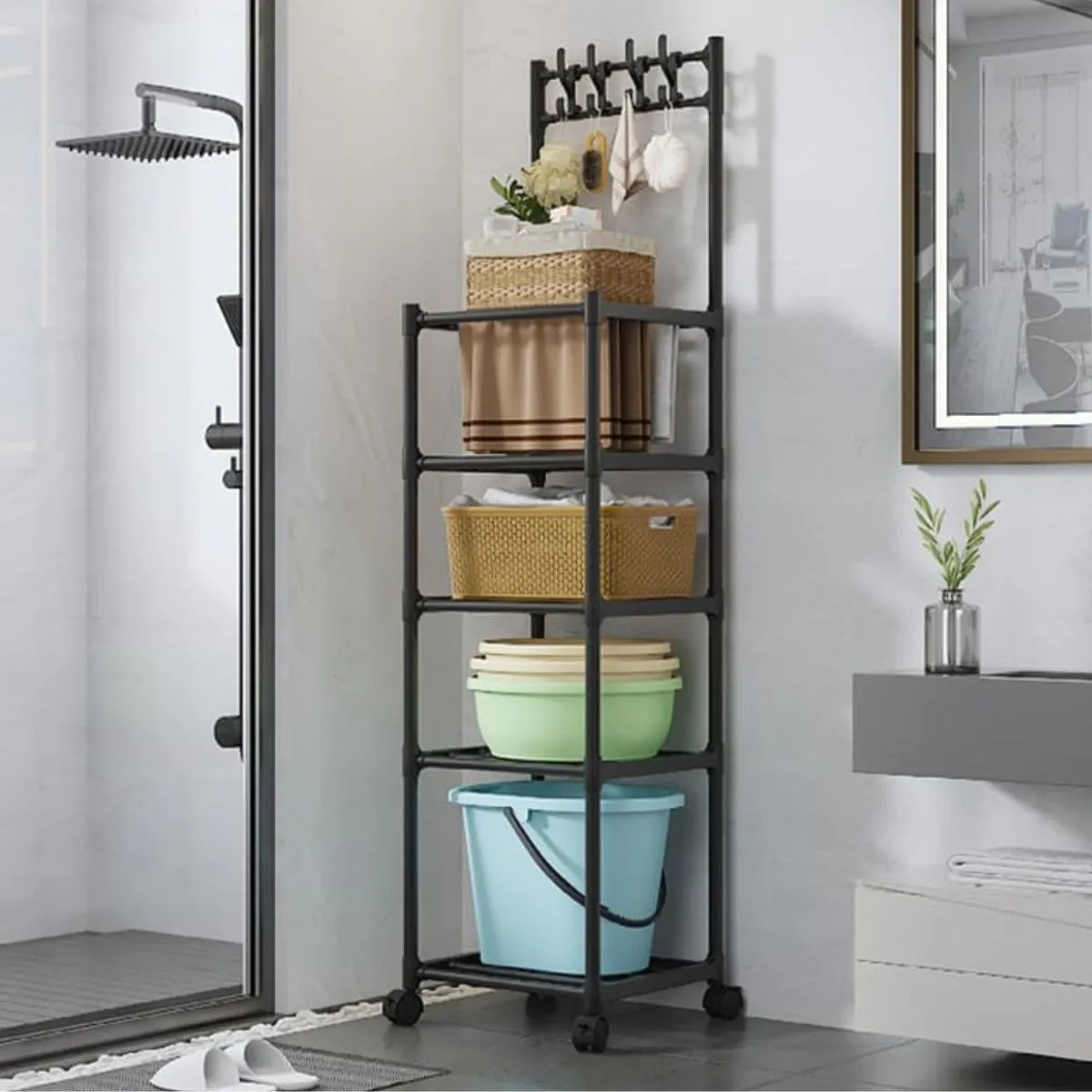 ORGANIZADOR DE 5 NIVELES CON RUEDAS BAÑO LAVANDERIA LAU - 8