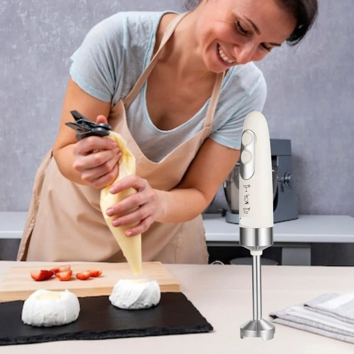 LICUADORA PROCESADORA DE MANO PORTATIL 400W COCINA LAU - 5