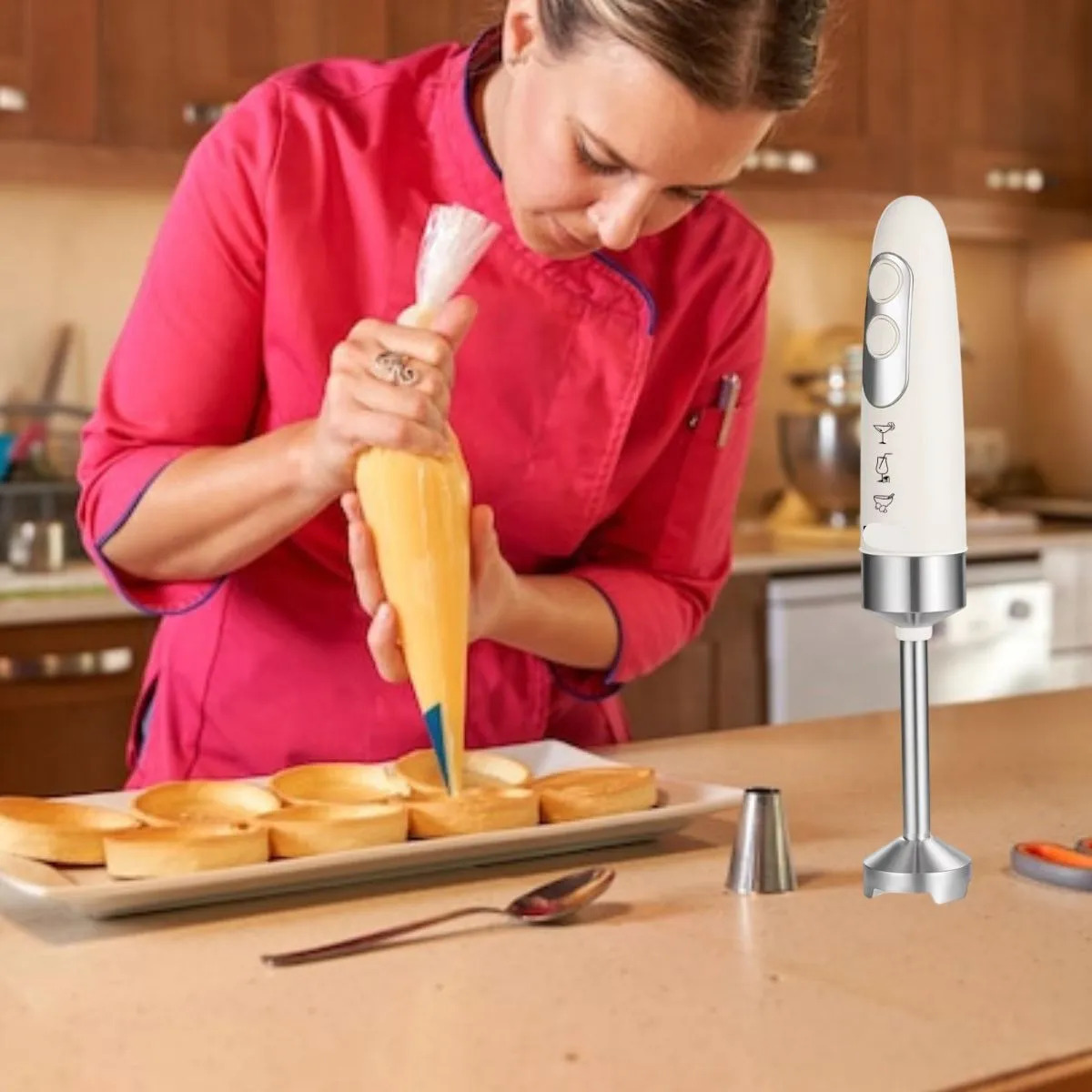 LICUADORA PROCESADORA DE MANO PORTATIL 400W COCINA LAU - 9