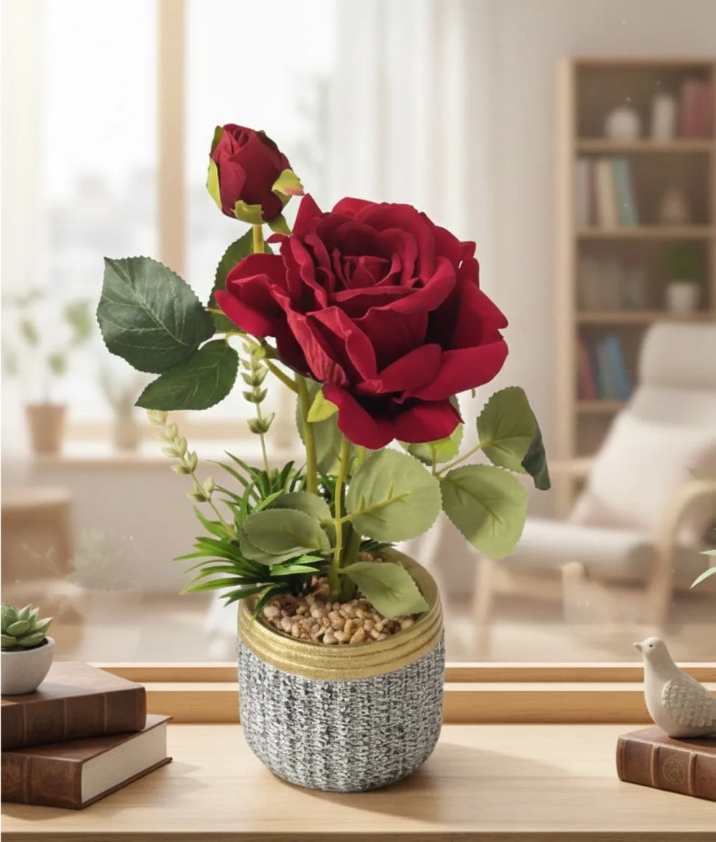 PLANTA ARTIFICIAL DECORATIVA ROSA ENCANTO RUSTICO JHN - 2