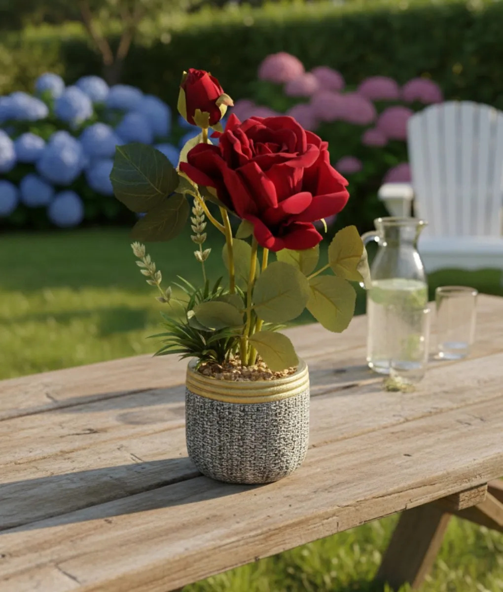 PLANTA ARTIFICIAL DECORATIVA ROSA ENCANTO RUSTICO JHN - 8