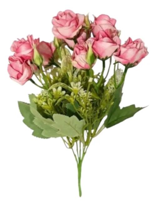 SET 4 FLORES ARTIFICIALES RAMO DECORATIVO ROSAS BOTON JHN - 1