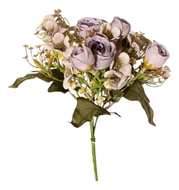 SET 4 FLORES ARTIFICIALES SILVESTRES RAMO ROSAS VINTAGE JHN - 1