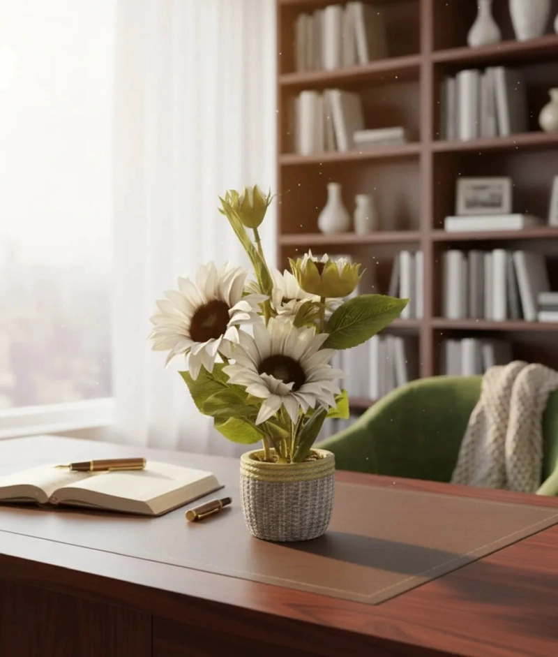 PLANTA ARTIFICIAL DECORATIVA GIRASOLES ACABADO ARTESANAL JHN - 2