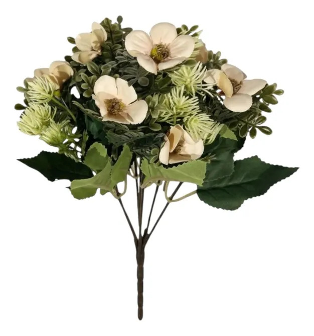 SET 5 FLORES ARTIFICIALES RAMO DECORATIVO MAGNOLIA CARDO JHN - 1