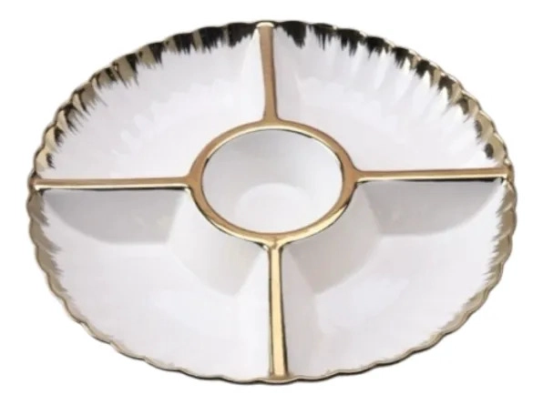 BANDEJA DECORATIVA REDONDA SECCIONADA BORDE ONDULADO JHN - 1