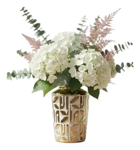 FLORERO DECORATIVO JARRON DISEÑO TROPICAL ALTO RELIEVE JHN - 3