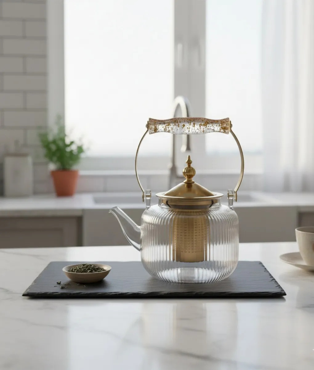 TETERA ELEGANTE DISEÑO ESTRIADO FUNCIONAL INFUSION JHN - 10