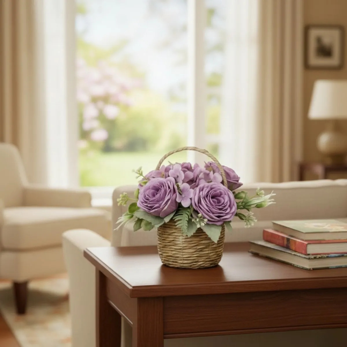 ARREGLO FLORAL ARTIFICIAL DECORATIVA ADORNO CANASTA JHN - 8