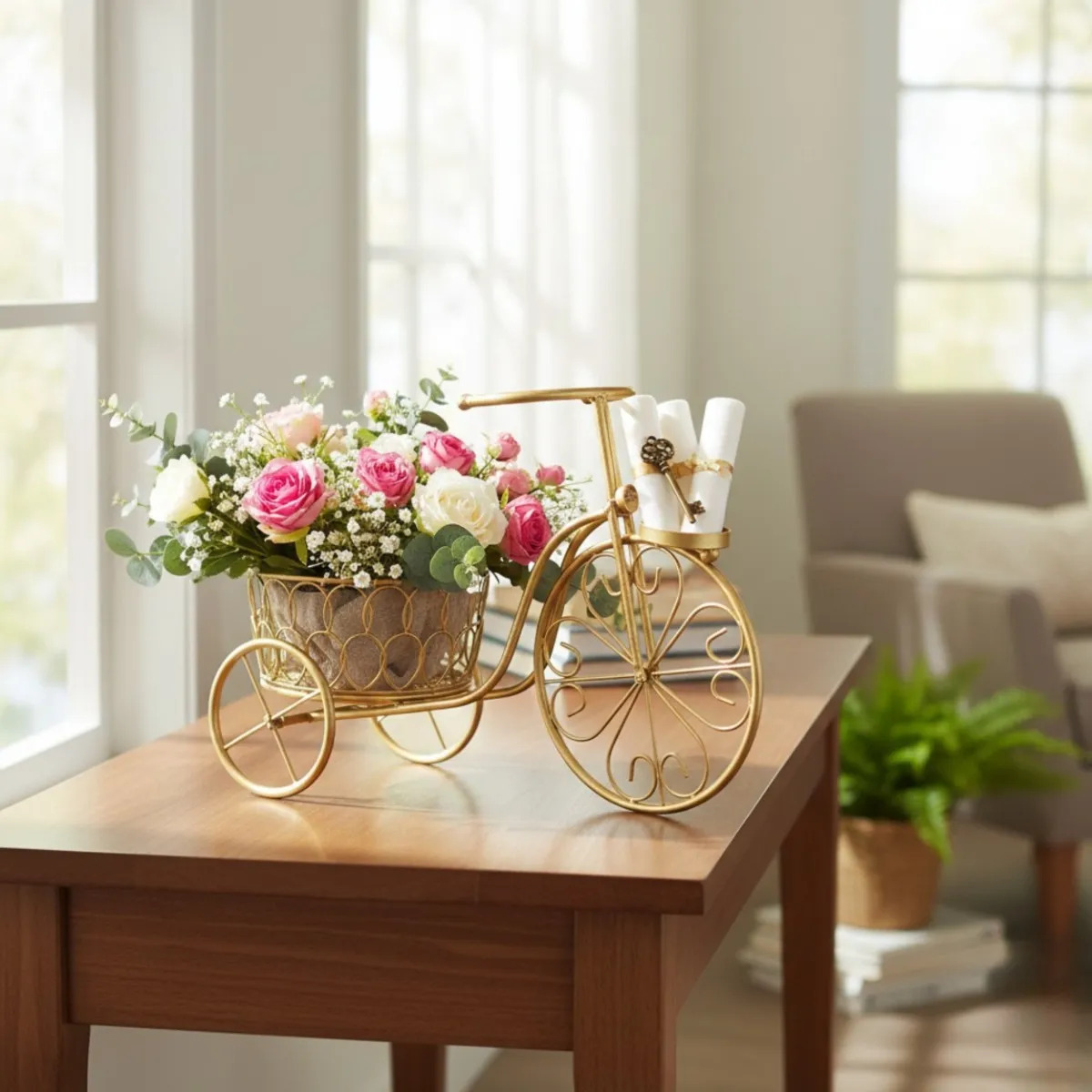 PORTA MACETA DECORATIVO BICICLETA ADORNO ESTILO CLASICO JHN - 2