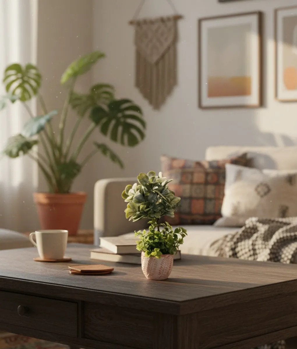 PLANTA DECORATIVA ARTIFICIAL ESTILO BOJ SUCULENTA ADORNO JHN - 6
