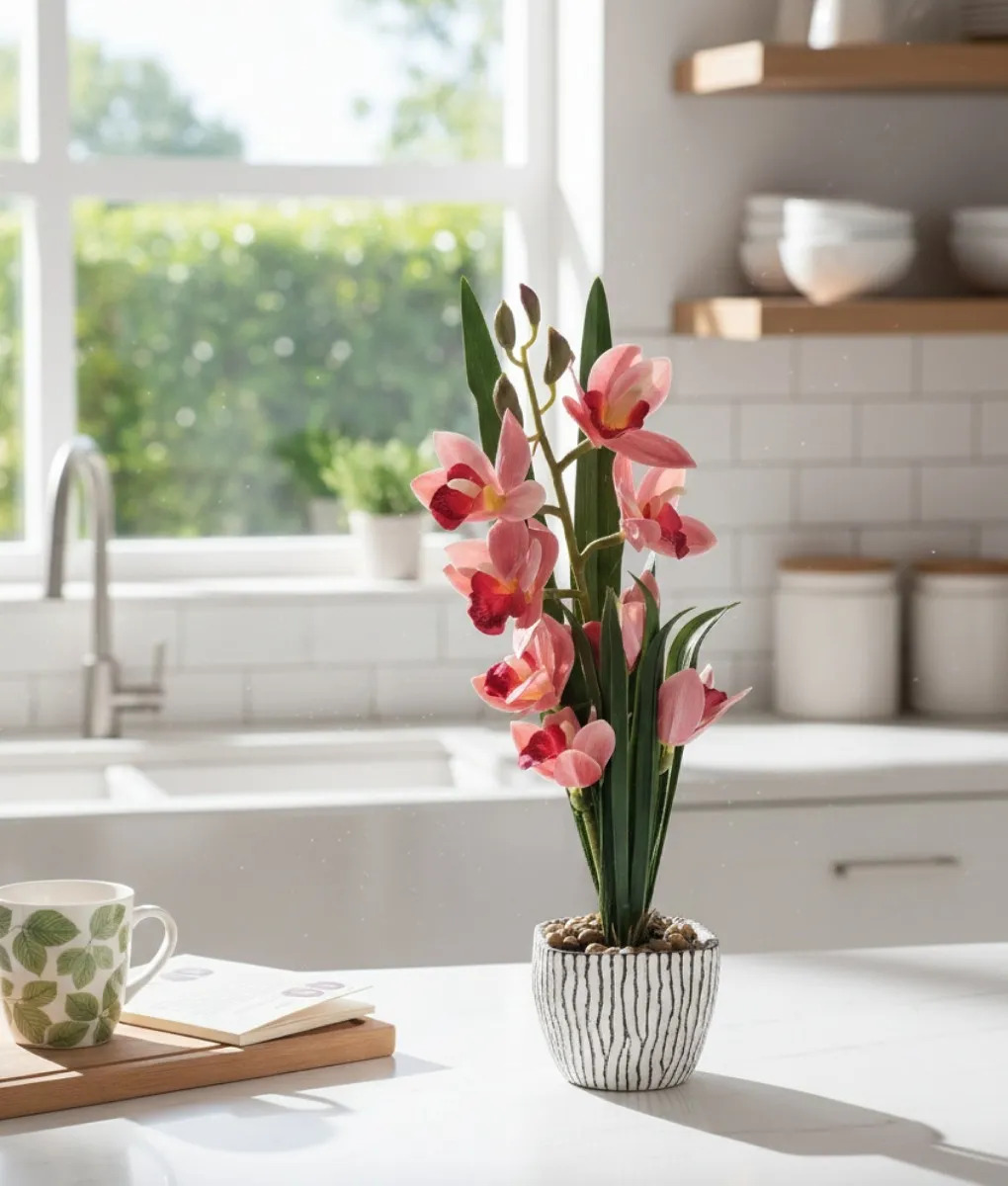 PLANTA DECORATIVA ARTIFICIAL DISEÑO ORQUIDEA ELEGANTE JHN - 9