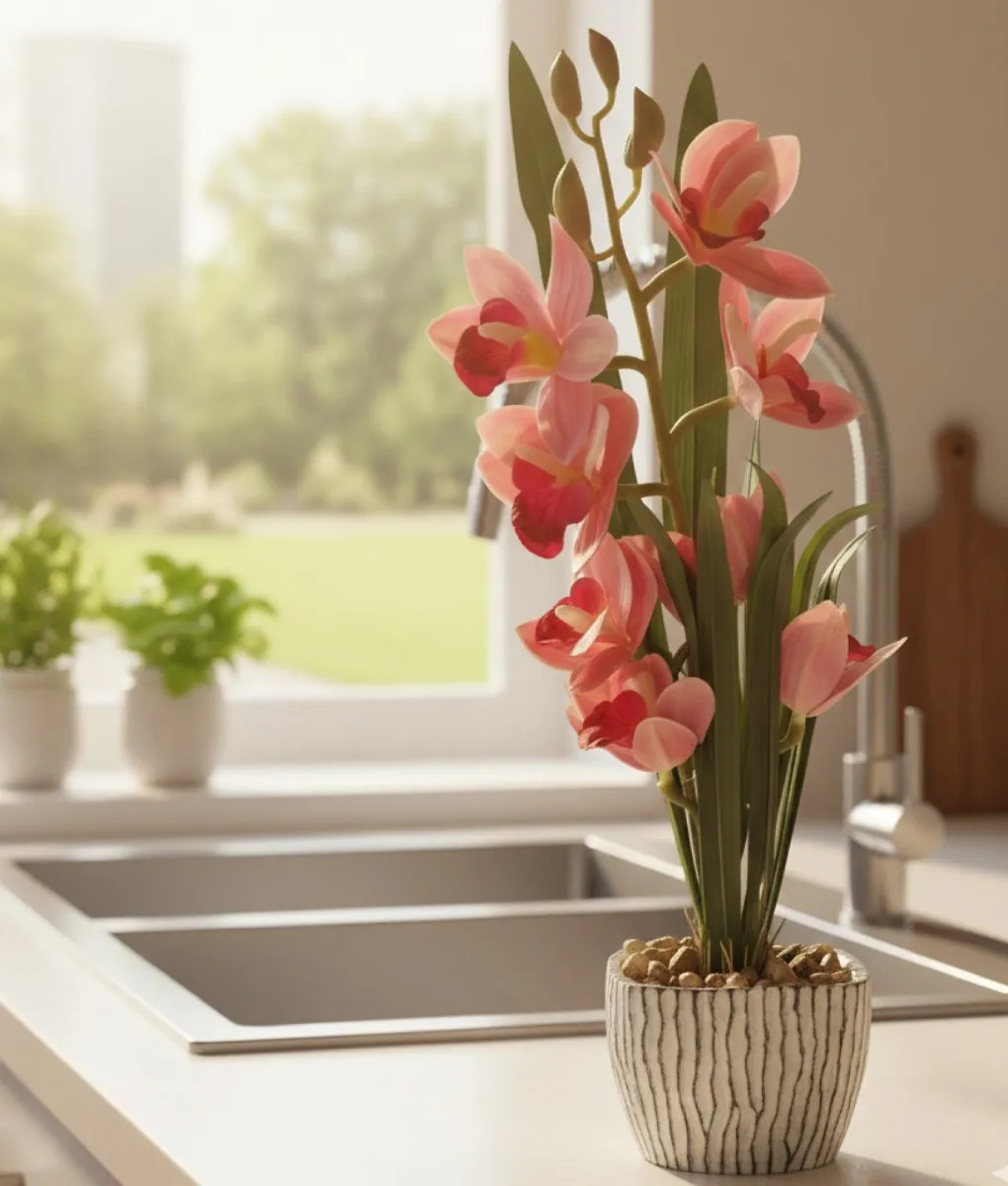 PLANTA DECORATIVA ARTIFICIAL DISEÑO ORQUIDEA ELEGANTE JHN - 10