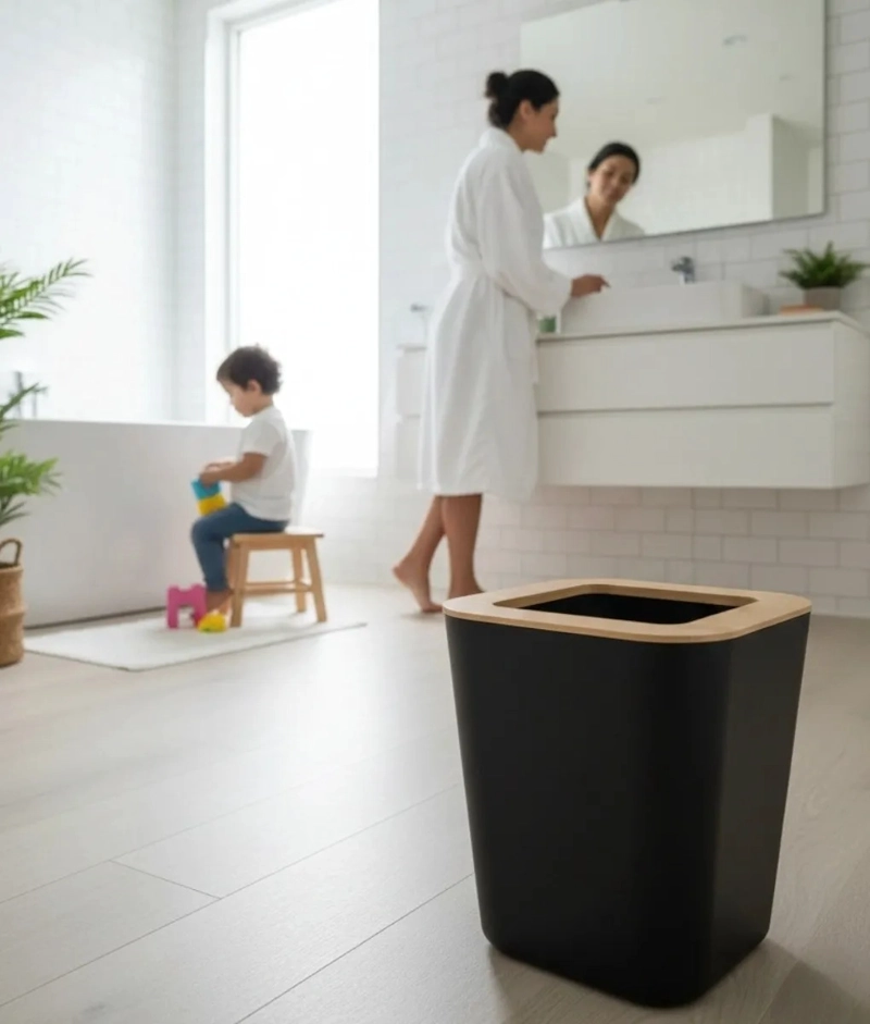 BASURERO PAPELERA DISEÑO CONTEMPORANEO TOQUE NATURAL JHN - 7
