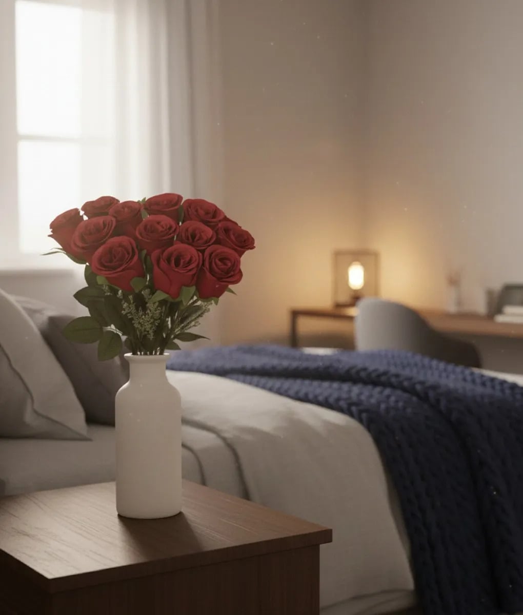 RAMO FLORAL ARTIFICIAL ROSAS DECORATIVAS ADORNO HOGAR JHN - 8