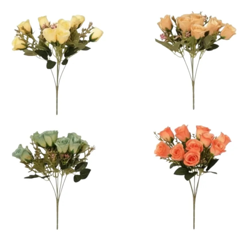 SET 4 RAMO FLORAL ROSAS ARTIFICIALES ENCANTO DECORATIVO JHN - 3