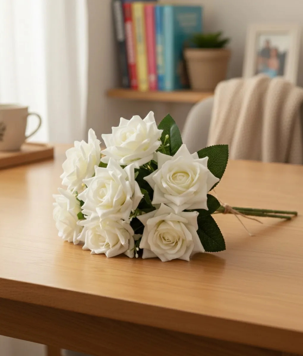 SET 2 RAMO FLORAL ARTIFICIAL ROSAS DECORATIVAS ADORNO JHN - 9