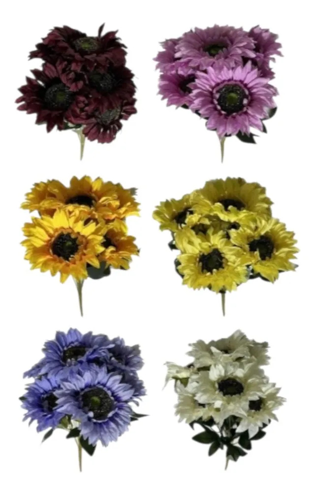 RAMO FLORAL ARTIFICIAL DECORATIVO GIRASOLES ADORNO HOGAR JHN - 3