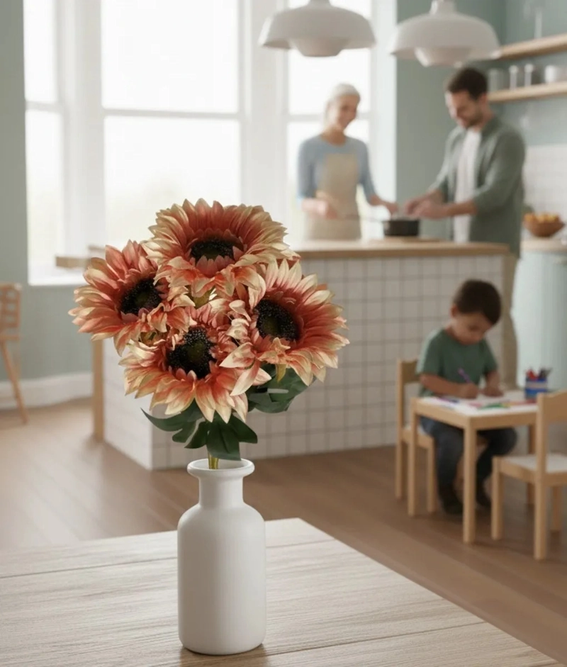 RAMO FLORAL ARTIFICIAL DECORATIVO GIRASOLES ADORNO HOGAR JHN - 6