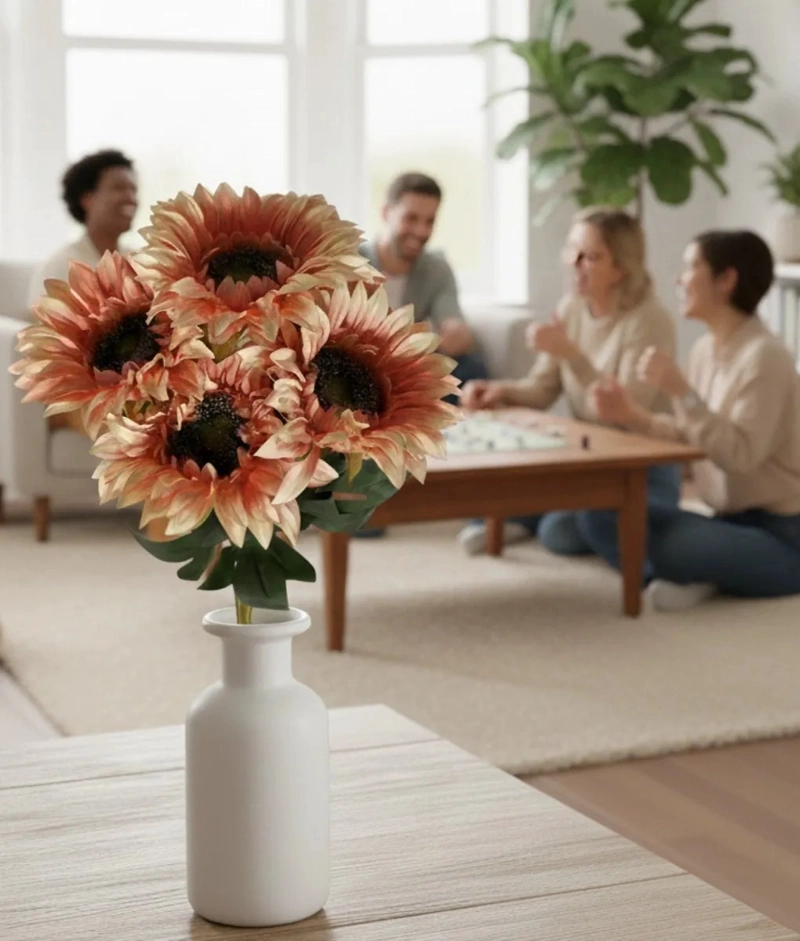 RAMO FLORAL ARTIFICIAL DECORATIVO GIRASOLES ADORNO HOGAR JHN - 7
