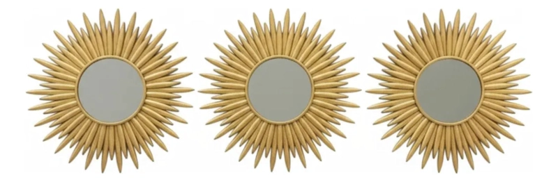 SET 3 ESPEJO DECORATIVO PARED DISEÑO AURA RADIANTE JHN - 1