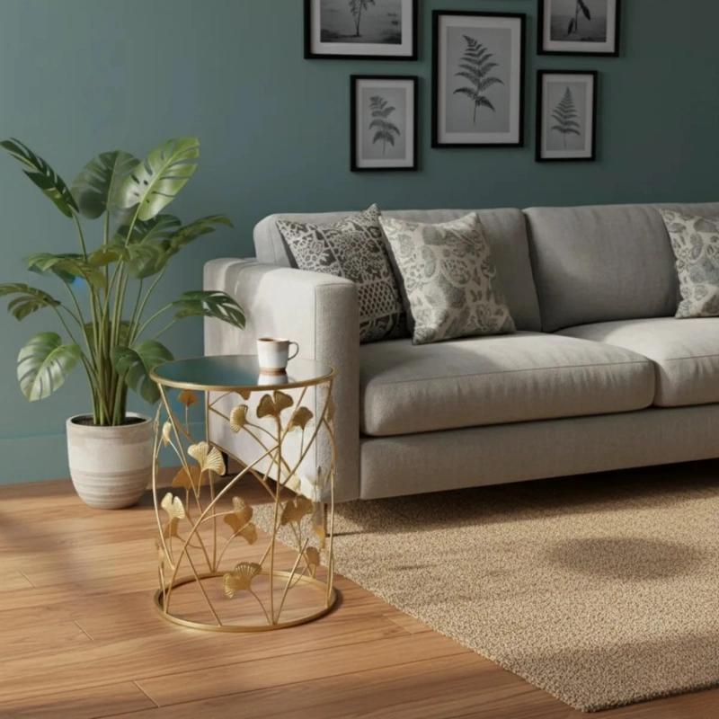 MESA AUXILIAR ACENTO GINKGO ELEGANTE DISEÑO ESCULTURAL JHN - 8