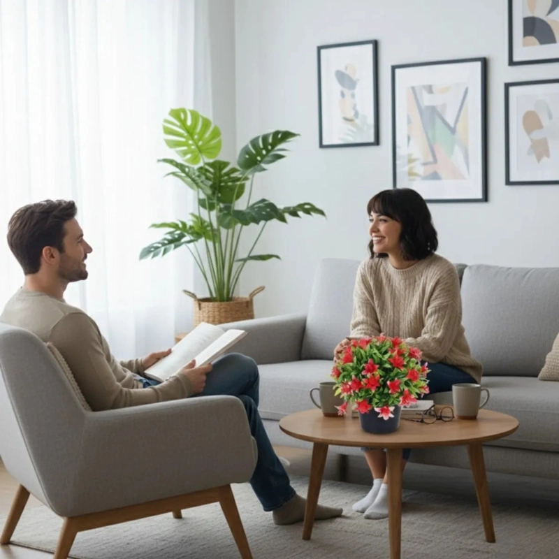 SET 2 PLANTA ARTIFICIAL DECORATIVA ARREGLO FLORAL ADORNO JHN - 2