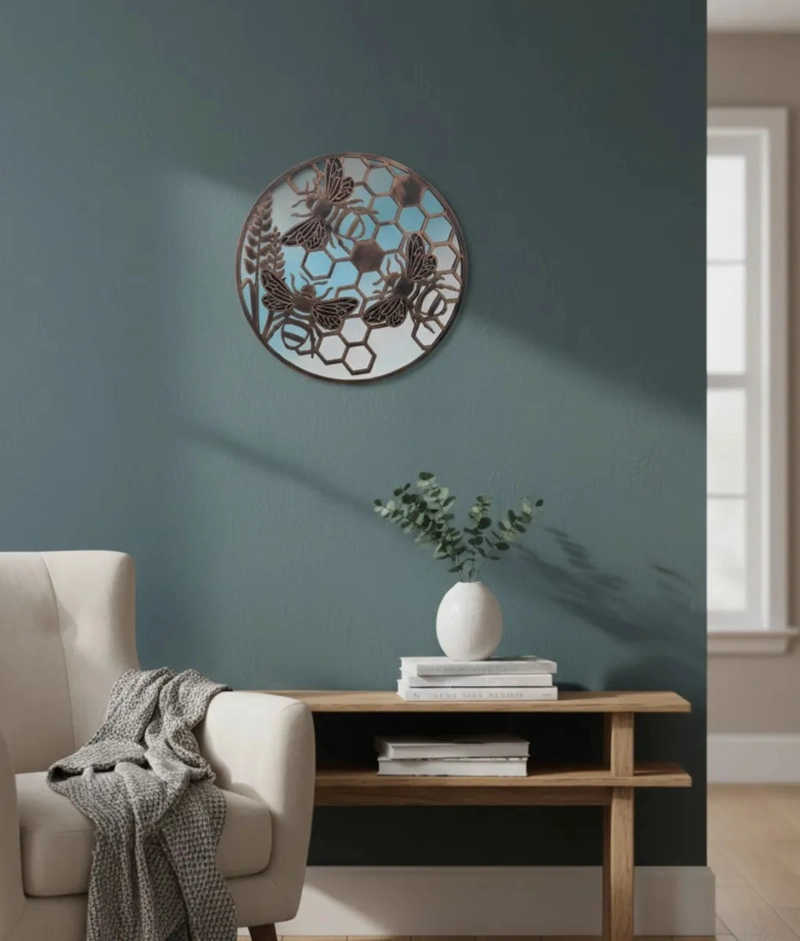 ESPEJO DECORATIVO PARED DISEÑO APICOLA BOTANICO ADORNO JHN - 6