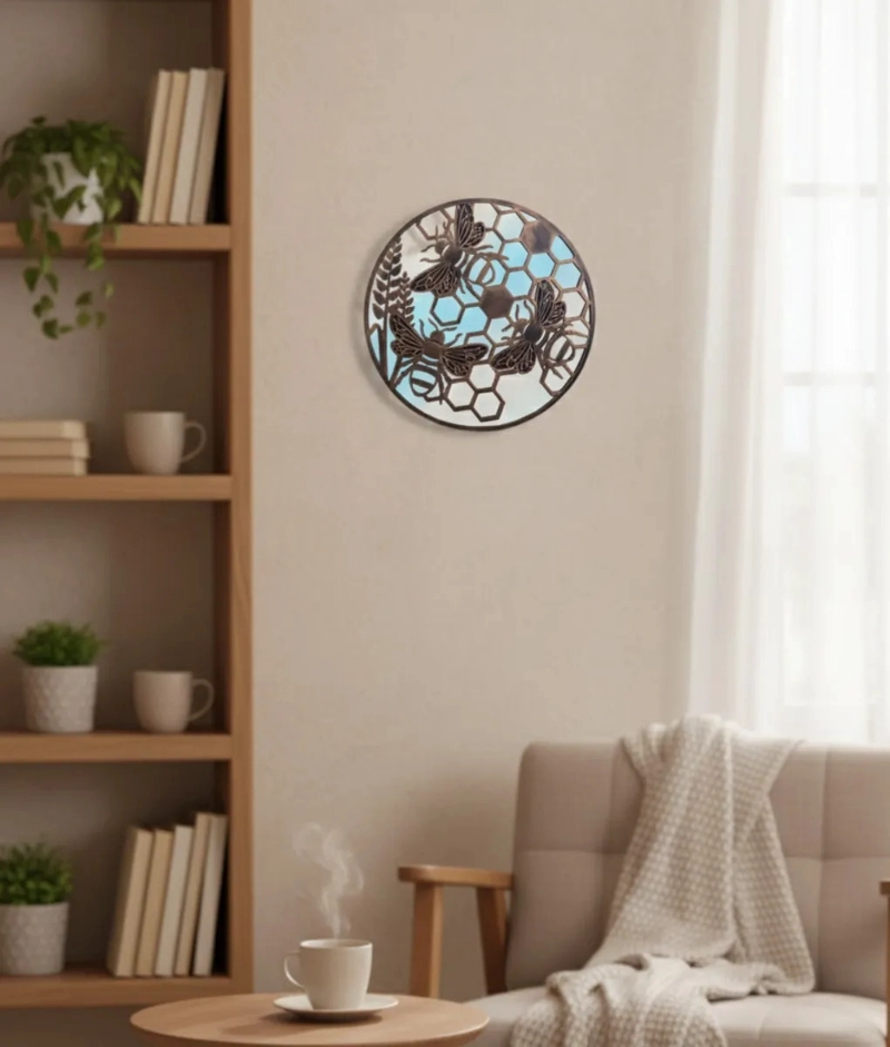 ESPEJO DECORATIVO PARED DISEÑO APICOLA BOTANICO ADORNO JHN - 7