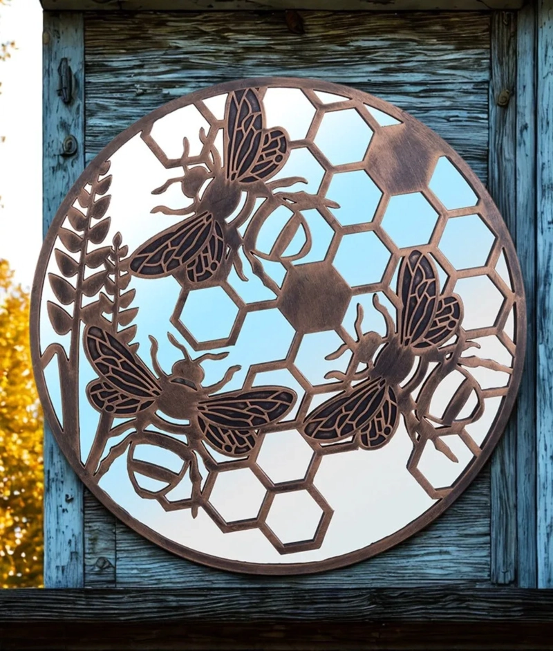 ESPEJO DECORATIVO PARED DISEÑO APICOLA BOTANICO ADORNO JHN - 8