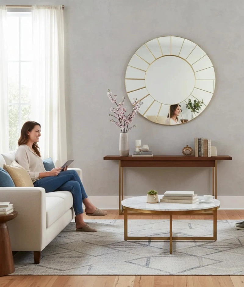 ESPEJO DECORATIVO PARED DISEÑO SOL MINIMALISTA MODERNO JHN - 4