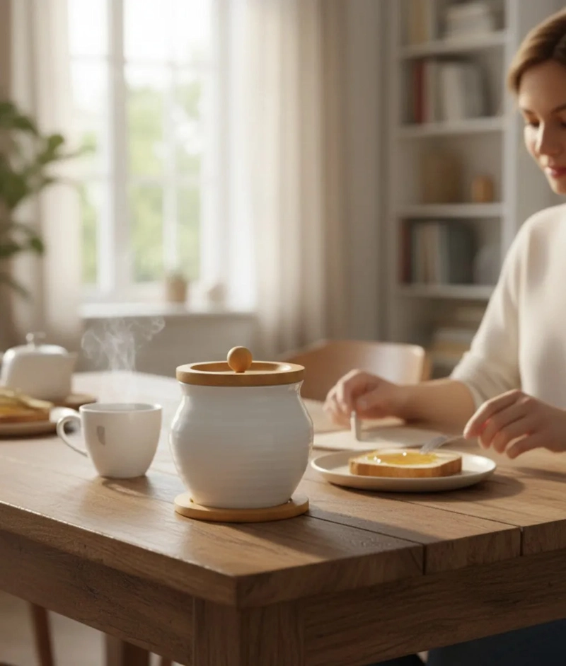 AZUCARERA ESTILO MINIMALISTA TAPA BASE BAMBU MESA JHN - 6