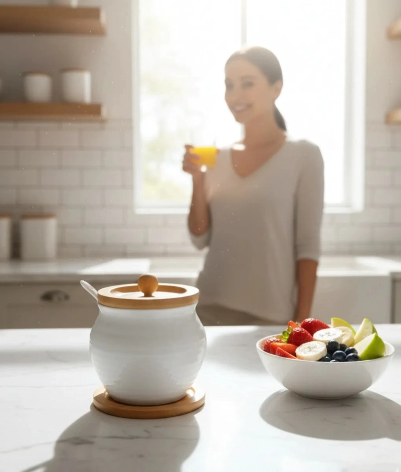 AZUCARERA ESTILO MINIMALISTA TAPA BASE BAMBU MESA JHN - 9