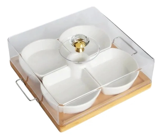 JUEGO SOPORTE ORGANIZADOR SNACKS BASE BAMBU 4 ESPACIO JHN - 1