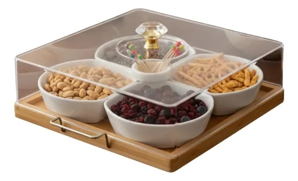 JUEGO SOPORTE ORGANIZADOR SNACKS BASE BAMBU 4 ESPACIO JHN - 3