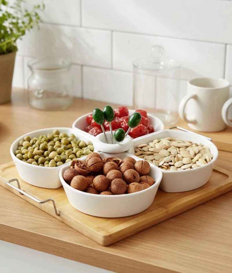 JUEGO SOPORTE ORGANIZADOR SNACKS BASE BAMBU 4 ESPACIO JHN - 10